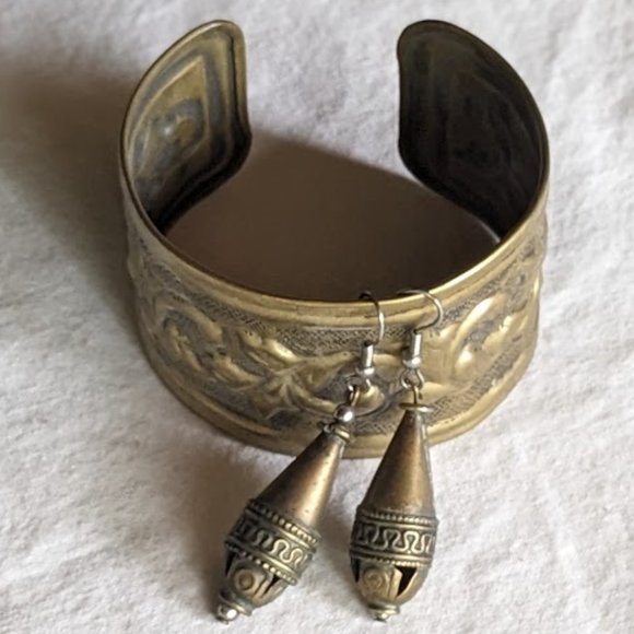 Bracelet & Earrings Set Brass Coloured - Picture 2 of 3